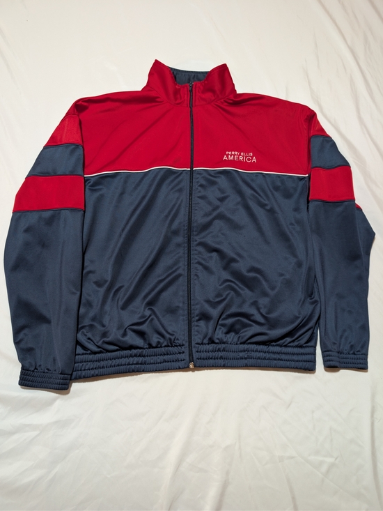 Perry Ellis Other - Vintage Perry Ellis America Men's Size L Full Zip Track Jacket Red Navy Blue